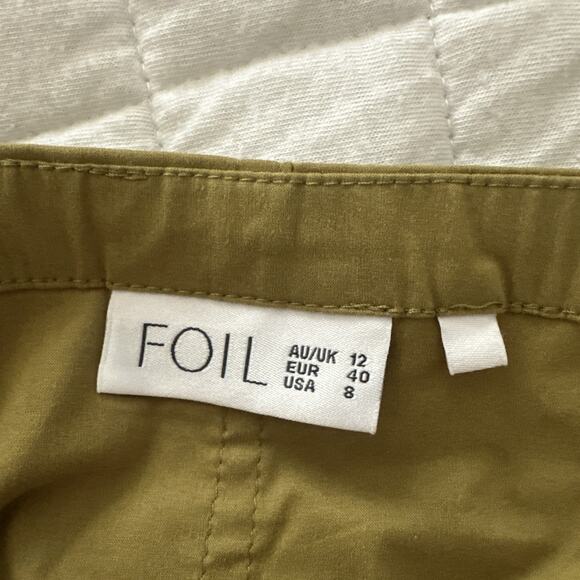 FOIL Womens Dress 8 Green Maxi 1/2 Zip Lagenlook Minimalist Bohemian Summer - Picture 5 of 11